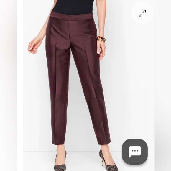 Talbots Black Silk Shantung Gold Embroidered Hostess Pants - Picture 7 of 8